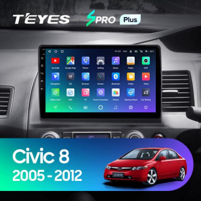 Штатная магнитола Teyes Honda Civic 8 FK FN FD (2005-2012) 4Gb/64Gb SPRO+